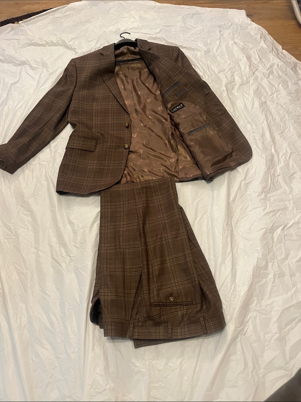 Ralph Lauren Brown Plaid Two-Piece Suit